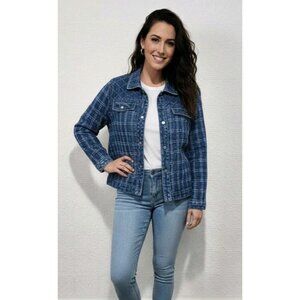 CREAM Clothing CRJISSA Diamond Quilted Denim Jacket Size 16 XXL
